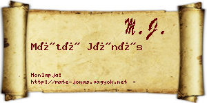 Máté Jónás névjegykártya